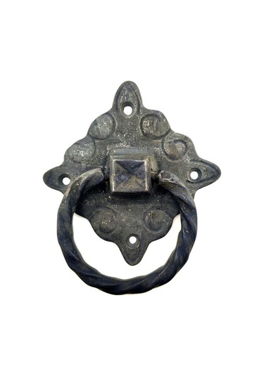 Antika Tarz Dekoratif Pirinç Mobilya Kulbu, Kapı Kilit Halkası - 94x97 Mm, Büyük, Oksit