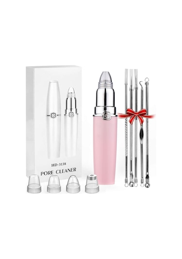 Hangfox Pink Elektrikli Siyah Nokta Ve Akne Kaldırıcı Seti - 3 Emme Seviyesi, 4 Değiştirilebilir Uç, 5 Parça Akne Aracı Pil Yok