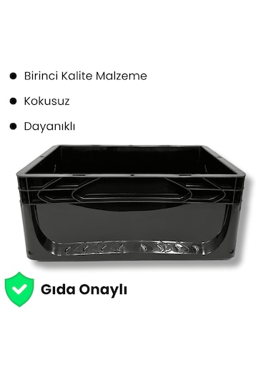 Alpbx 1.kalite Siyah Plastik Kasa 40x30x17 Cm - 17 Litre Kutu