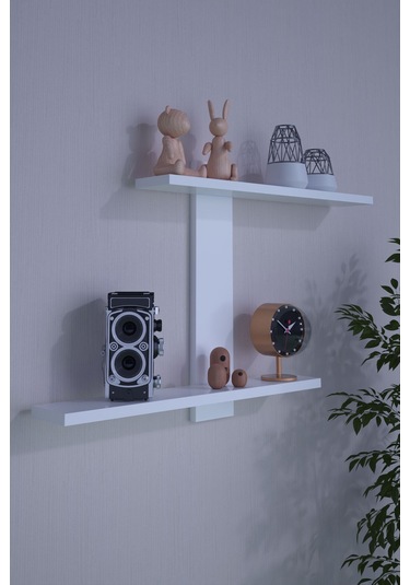 Dekorfim DF05104B Dekoratif Z Raf Kitaplık Duvar Rafı İkili Raf