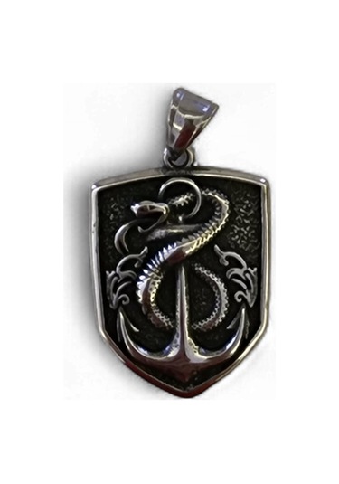 Yılanlı Denizci Çelik Kolye Ucu Gri