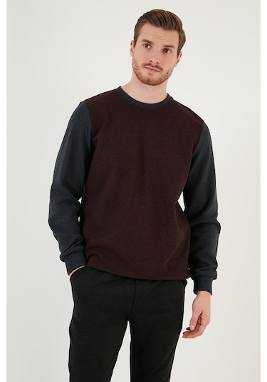 Buratti Pamuklu Regular Fit Bisiklet Yaka Erkek Sweat 5905041 Bordo