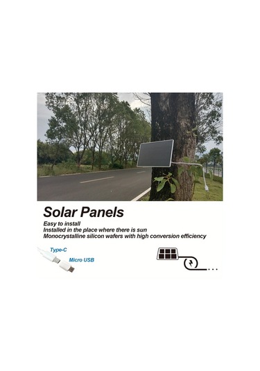 Xuweiwei Siyah Tekli Paket Dusuk Voltaj Guvenlik Kameralari Icin 360 Derece Donuslu Kolay Kurulumlu Gunes Paneli Usb C Ve Micro Usb Uyumlu