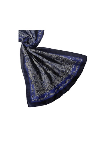 Enba Etnik Desenli Soft Pamuklu Şal 75x190 Cm Lacivert - Gri