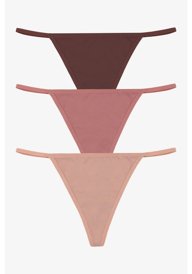 Kadın Pamuklu Basic Tanga Külot 3'lü Paket Kk20501 Ten