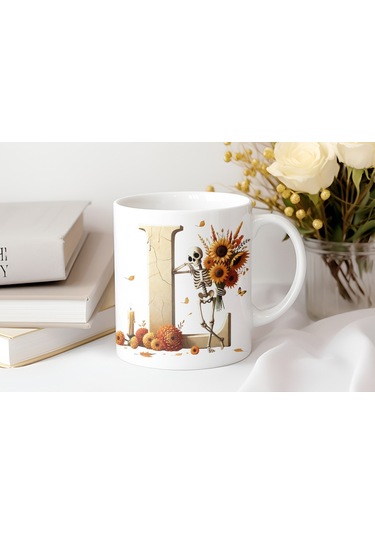 L Harfi Pembe Kareli Kalpli Göz Emojili Kupa Bardak Eğlenceli Kareli Tasarım Kahve Çay Kupası Beyaz