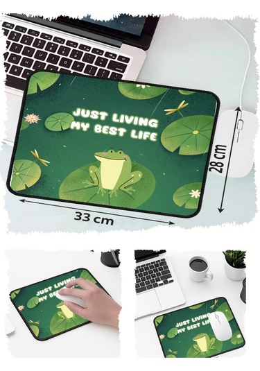 Best Life Kurbağa Tasarımlı 33x28 Cm Mousepad Kaymaz Taban Rahat Konforlu Mouse Pad