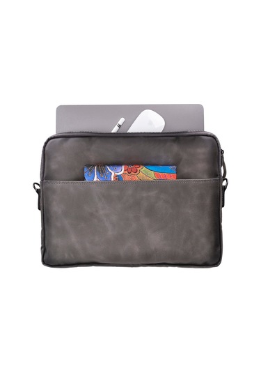 Bloomsleeve Leeds 16" Ash Gray Hakiki Deri Laptop & Tablet Kılıfı Gri