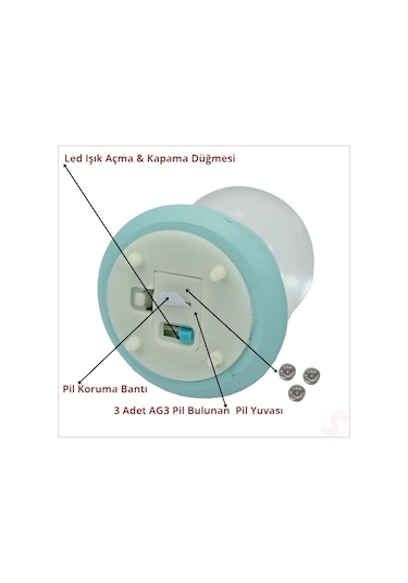 Uçuşan Yıldızlı,7,5cm X 4,5cm Led Işıklı Astronot Küre - Turkuaz