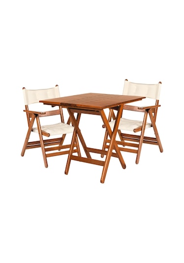 Marmaris Minderli Ahşap Bahçe Balkon Seti: 70X70 Masa +2 Sandalye (540175167)