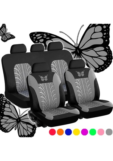Araba Koltuğu Kılıfı Tam Set, Evrensel Desen Nakış Oto Koltuk Kılıfı Seti Blue 2 Seat As Picture