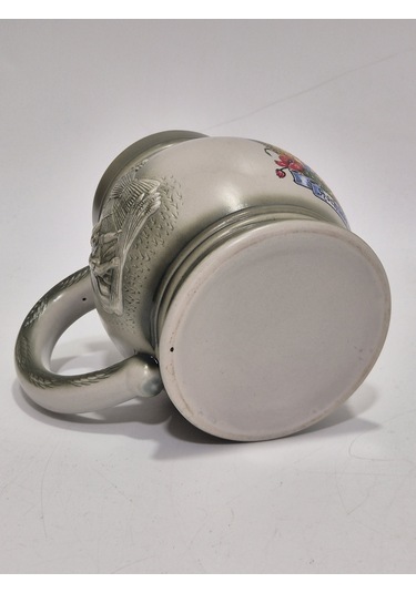 Vintage Tankart Hasat Zamanı Temalı Alman Seramik Bira Bardağı 13,5cm