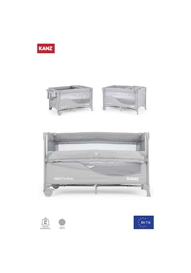 Pretty Plus Anne Yanı & Oyun Parkı Park Yatak Gri