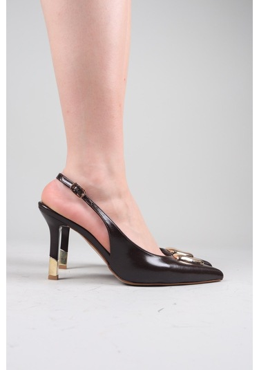 Birikon Lısıa Topuk Detaylı Stiletto Kahverengi-8732 Kahverengi