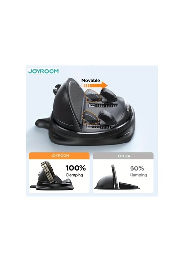 Xuweiwei Siyah 360 Derece Dönebilir Joyroom Araç İçin Ayarlanabilir Yaylı Telefon Tutucu Kaymaz Silikon