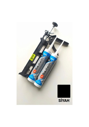 Siyah Silikonize Mastik / Çekomastik 2 Adet + Silikon Tabancası