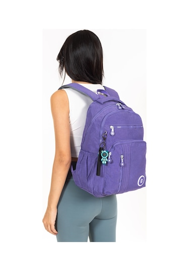 Modern Tarzda Su Geçirmez Krınkil Kumaş Okul Sırt Çantası Hafif, Konforlu Ve Fonksiyonel Tasarım - Mor Mor