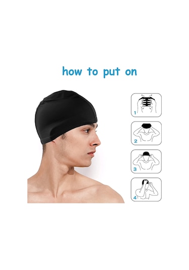 Yüzme Havuzu Yüzme Bone - Karışık Yetişkin Erkek-kadın - Yumuşak Siyah