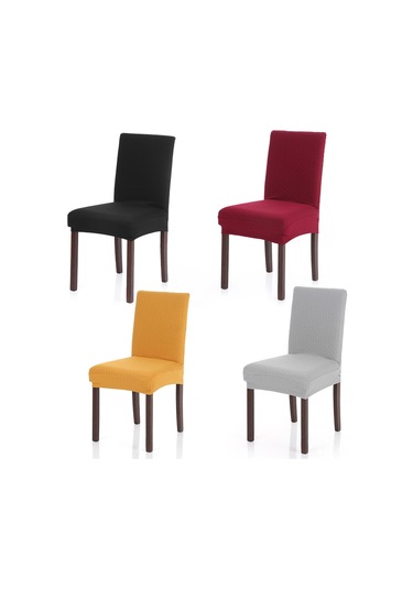 Jeehugo Burgundy Kalın Örgüli Esnek Sandalye Kılıfı - Ofis, Restoran, Yemek Odası İçin Uygun, Makine Yıkama Uygun DiğER