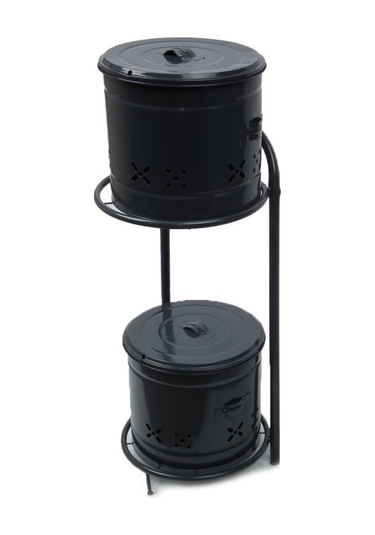 Emarket724 2 Katlı Metal Patates. Soğan. Meyve ve Sebzelik Siyah