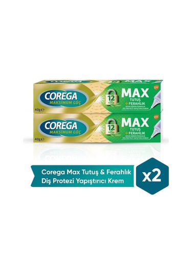 Max Tutuş & Ferahlık Diş Protezi Yapıştırıcı Krem 40g X 2 Adet