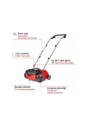 Einhell GC-SC 36/31 Li - Solo Akülü Çim Havalandırma (Akü ve Şarj Hariç) - 3420660