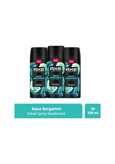 Axe Aqua Bergamot Erkek Sprey Deodorant 3 x 150 ML