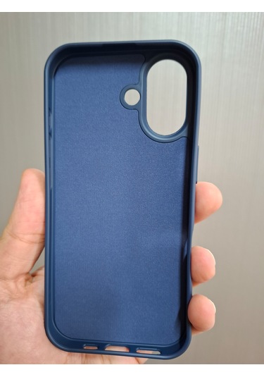 İphone 17 Uyumlu Logolu İçi Kadife Silikon Lansman Kılıf Lacivert