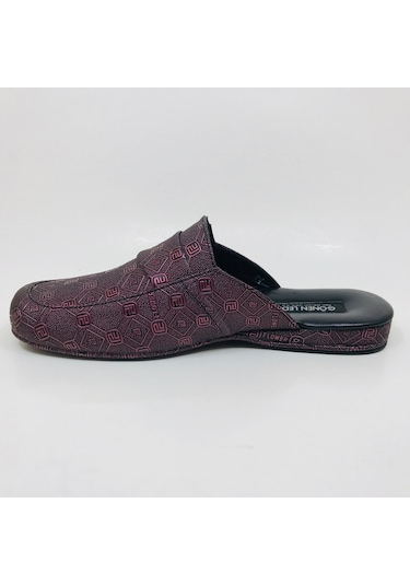 Bay El Yapımı Damat Terlik Metalik Bordo