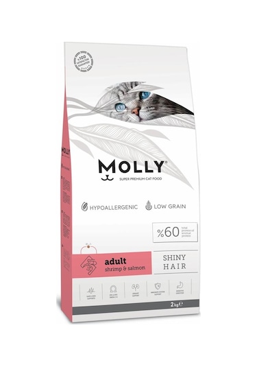 Molly Somonlu ve Karidesli Yetişkin Kedi Maması 2 KG