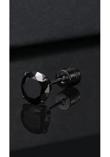 Siyah Crystal Döner Kilit Küpe - 1 Adet Siyah