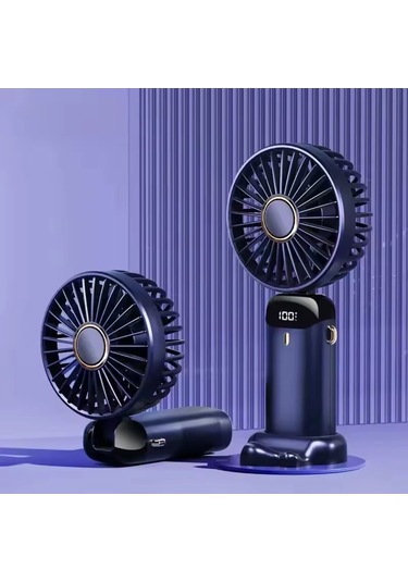 Mini El Fanı 5 Kademeli Dijital Led Göstergeli Boyun Askılı Mini Klima Vantilatör