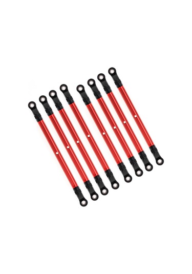 Geekyou Axıal 1/10 Scx10 Ve Trx4 İçin 8 Parça Kırmızı Alüminyum Bağlantı Çubuk Seti, 313mm Aks Mesafesi
