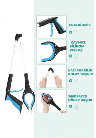 Çöp Toplama Aparatı Kıskacı Ve Yaşlı Engelli Uzanma Kıskacı - Çubuk Atık Yaprak İzmarit Toplama