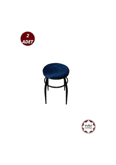Evko Mobilya Tabure, Bar Taburesi, 2'li Tabure,siyah Ayaklı-mavi