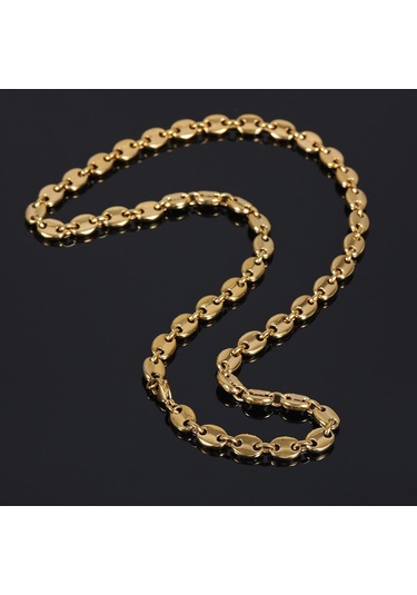 Altın Paslanmaz Çelik Hip Hop Kahve Çekirdeği Zincirler Kolye Domuz Burun Zincirleri Bilezikler Punk Kolye 6mm-23cm