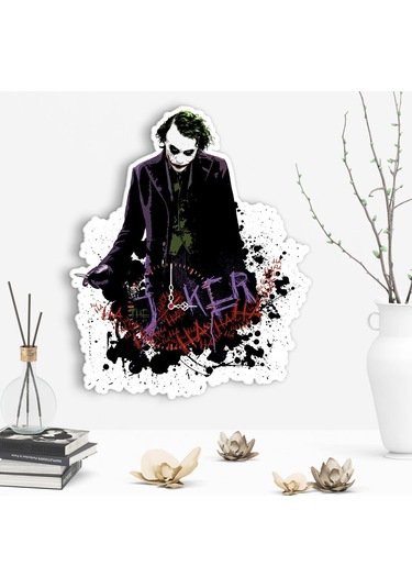 Dekoratif Joker Tasarımlı Ahşap Duvar Saati - 3 Çok Renkli