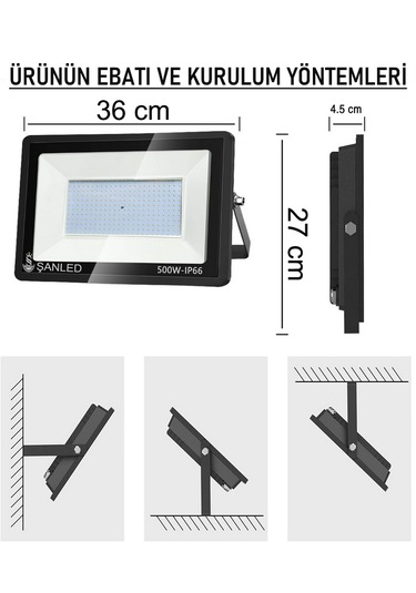 500w 30.000 Lümen 6500k Beyaz Işık Smd Led Projektör-2 Adet