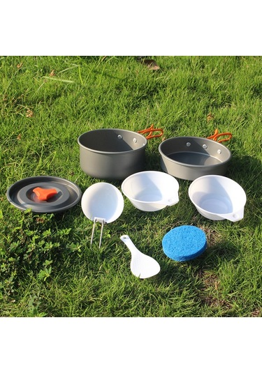 Aotu Wh200 7 Adet/Paket Kamp Piknik Pişirme Seti Tencere Ve Kase Ile Çok Renkli