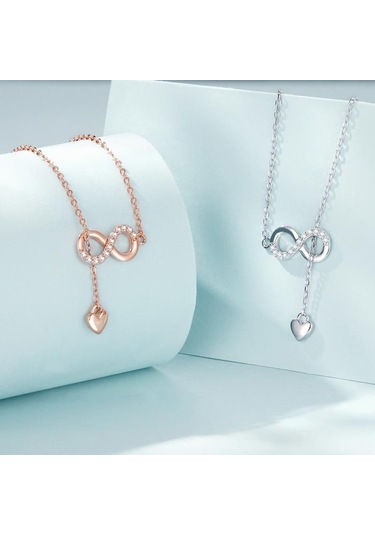 Gümüş Bamoer 925 Ayar Gümüş Infinity Sonsuza Aşk Zincir Kolye Kolye Kadınlar İçin