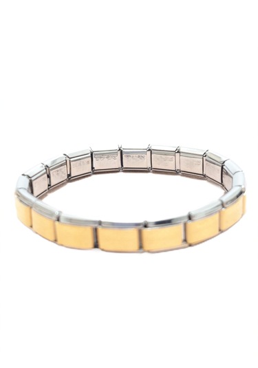 Çelik Bileklik İtalyan Charm Model Unisex Erkek Kadın 3 Mm 18 Cm Ortası Altın Sarısı Gold Gümüş Gold - Gümüş