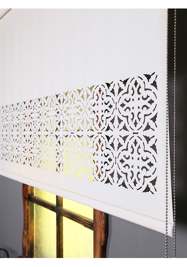 Lazer Stor Perde - Otantik Desen - Kalın Mat Model Krem