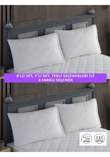 1 Adet %100 Pamuk Kapitone Fermuarlı Sıvı Geçirmez Renkli Yastık Alezi Yastık Koruyucu Beyaz