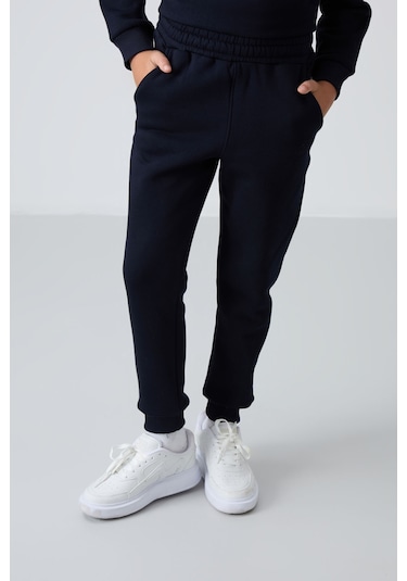 Lacivert Pamuklu Kalın İçi Tüylü Yumuşak Dokulu Standart Fit Nakışlı Erkek Çocuk Eşofman Takım - 11 Lacivert