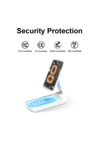 003 10000mah Güç Bankası Katlanabilir 15w Manyetik Kablosuz Şarj Cihazı Telefon Standı Beyaz