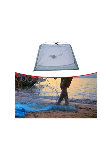 Homyl Balık Ağı Katlanabilir Istakoz Naylon Örgü Çelik 100-cmx100-cm