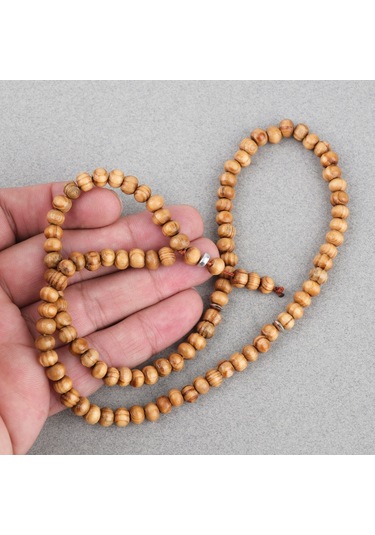 Şimşir Ağacı Vernikli 99luk Tekerlek Kesim 7x5mm Tesbih Açık Kahverengi