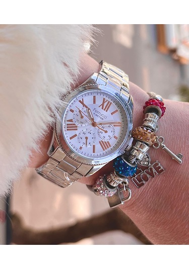 Ferrucci Fr027013 Çelik Fonksiyonlu Kadın Kol Saati+bilekllik