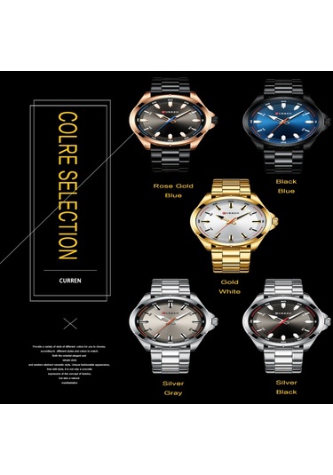 Curren Erkek Kuvars İş Moda Saati Paslanmaz Çelik Kayış Basit Yaratıcı Kol Saati İş Tarih Parti Hediyesi Diğer