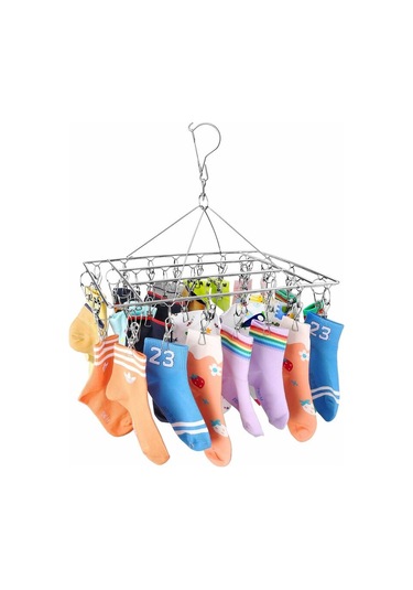 Çorap Askısı, Çorap, İç Çamaşırı, Giysi Ve Havlular İçin 40 Rüzgar Geçirmez Paslanmaz Çelik Klipsli Askılı Çamaşır Kurutma Makinesi Diğer